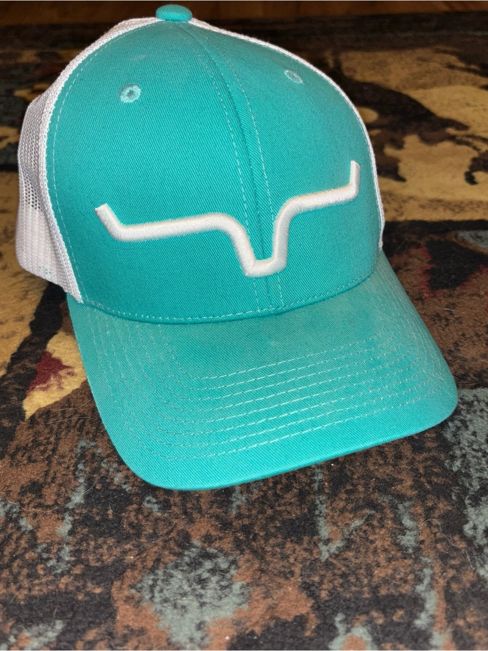 Kimes Ranch Teal and White Trucker Hat